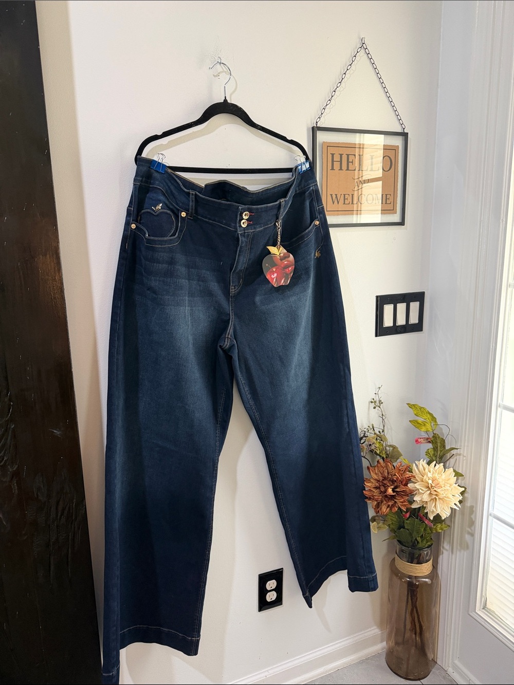 Apple Bottoms Plus Size 24W Dark Wash Embellished Bootcut Jeans Y2K